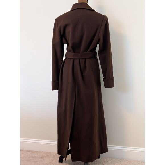 90s ZLM Chocolate Brown Wool Rabbit Hair Blend Long Coat Fits Medium - Picture 5 of 11